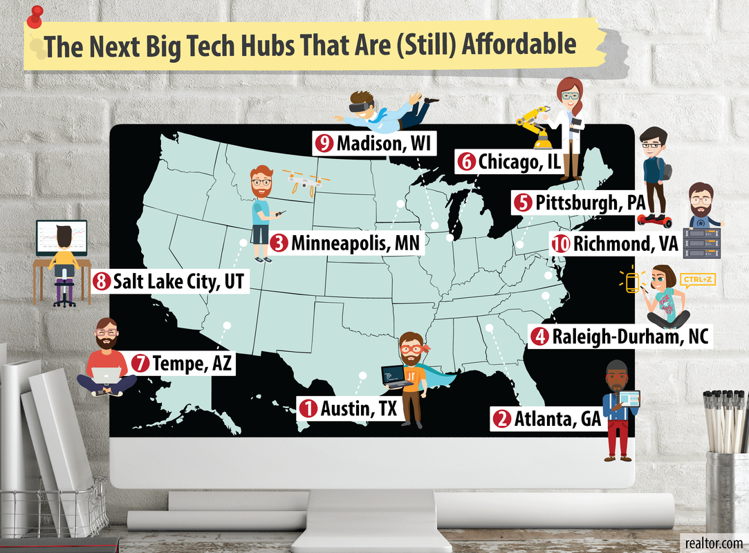 The next big tech towns in the U.S. map